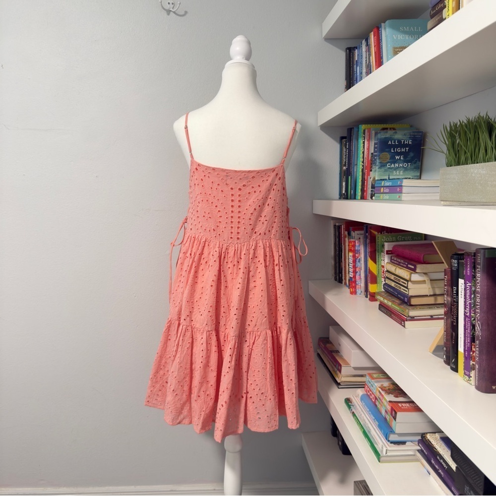 Wisteria Lane Ava Eyelet Mini Dress Coral Pink Small - Picture 6 of 16